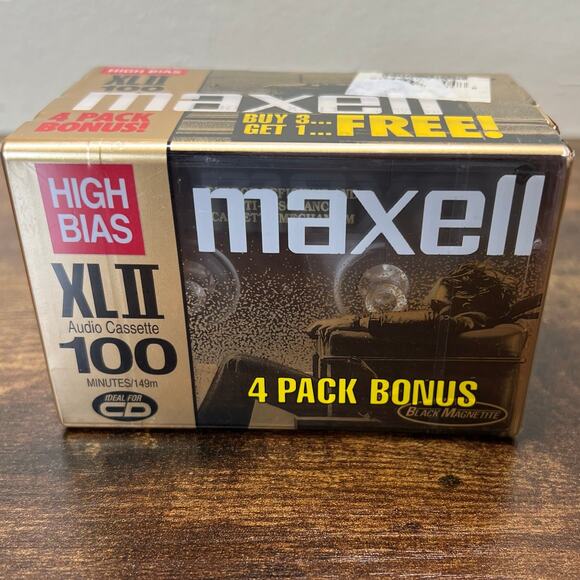 4 PACK Maxell XL-II 100 Minutes Blank Audio Cassette Tape High Bias IEC Type ll - Picture 1 of 6